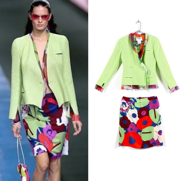 Vintage Chanel Boucle Jacket and Skirt Set 2000 Spring/Summer Runway Collection - Picture 1 of 16
